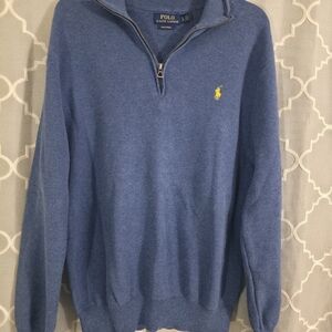 Polo by Ralph Lauren Blue Half-Zip Sweater with Yellow Pony Logo